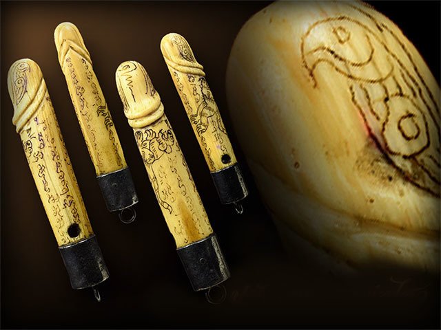 Carved Boars Tusk Tiger Amulet with Inscriptions Luang Por Sawai 16 46untitled23 jpg