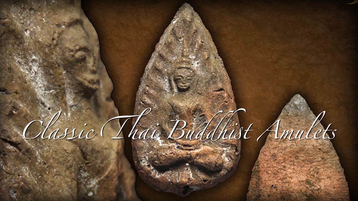 Classic Thai Buddhist Amulets the amulet in this image is the Pra Kru Wat Ling Khob